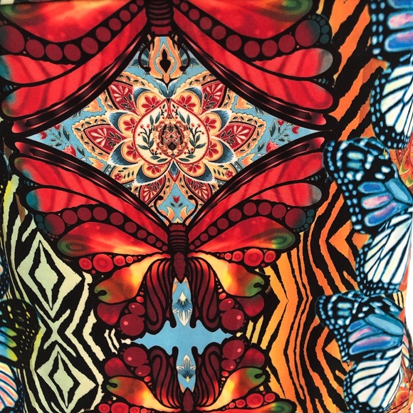 BECCA Rebecca Virtue M Bohemian Boho Butterfly Halter SWIMSUIT Tankini & Skirt - Picture 7 of 12